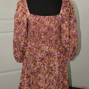 J. Crew Smoked Puff Sleeve Midi Dress in Faded Floral Women's sz Large